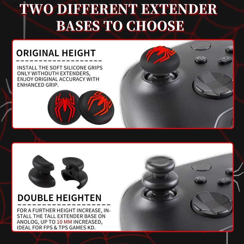 PlayRealm غطاء جلدي سيليكوني ملصق x 1 ومقابض موسعة x 2 لجهاز تحكم Xbox Series/One شبكة العنكبوت - Image 5